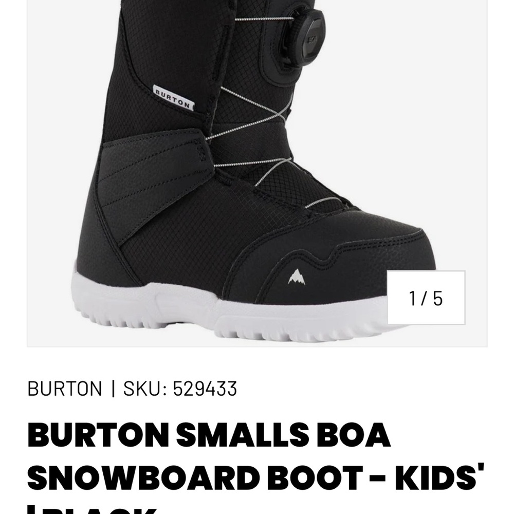 Burton Smalls BOA Snowboard Boots - Kids' Size 7k - Black and White